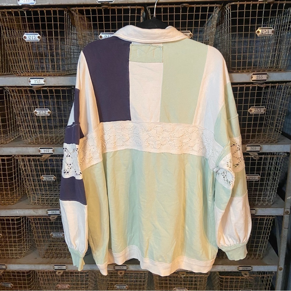 Free People We The Free American dream Mint and Navy Sweatshirt 2422 - Picture 10 of 13